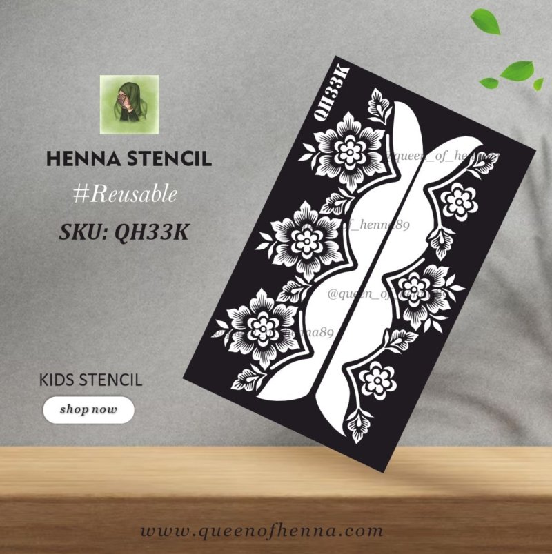 Reusable Kid Leg Henna Stencil (QH33K) img1- queenofhenna