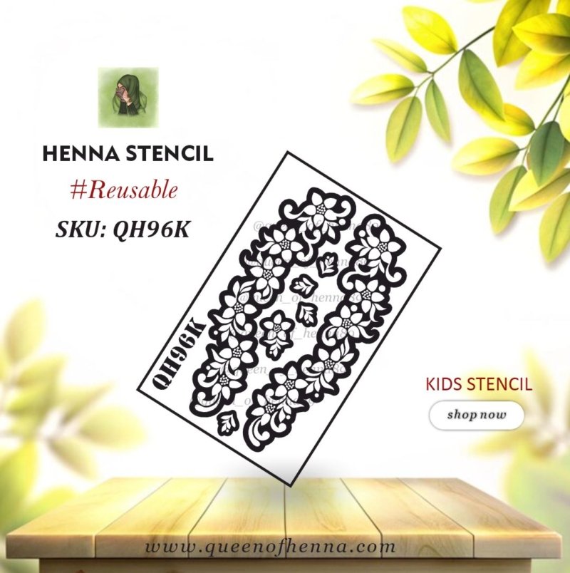 Reusable Kid Leg Henna Stencil (QH96K) img1- queenofhenna