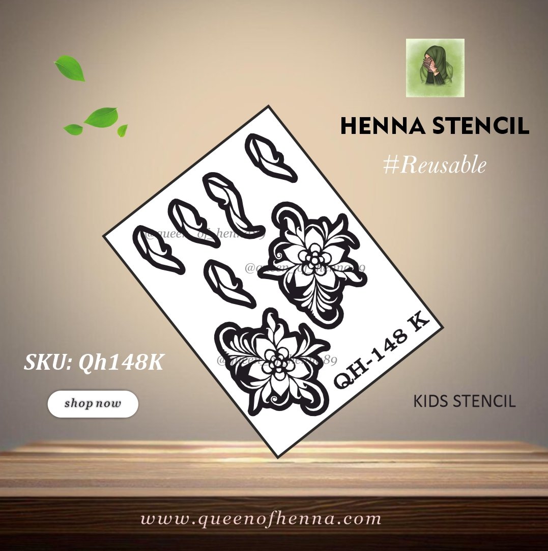 Reusable Kids Leg Henna Stencil (QH148K) | Mehndi Sticker/Tattoo