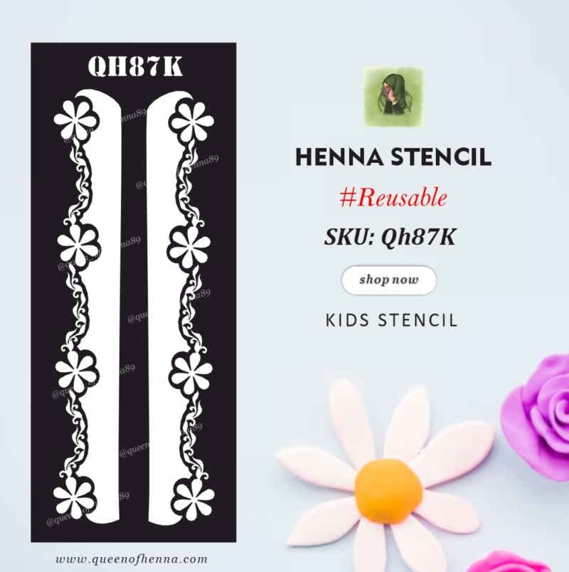 Reusable Kids Leg Henna Stencil (QH87K) img 1- queenofhenna