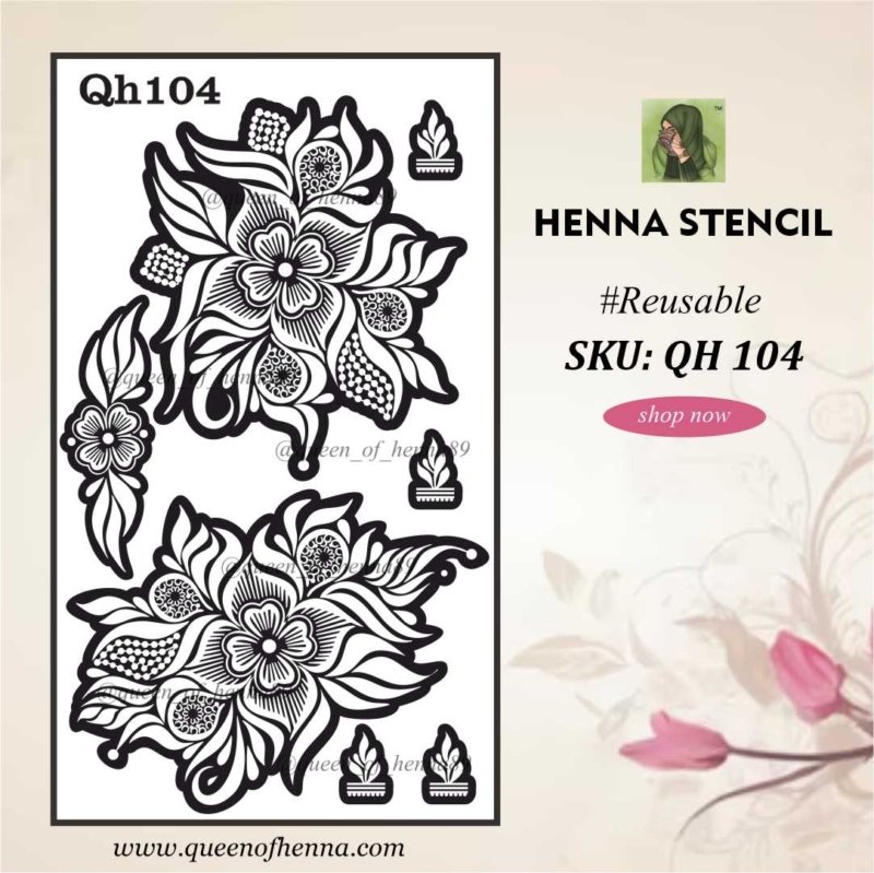 Reusable Large Hand Henna Stencil (QH104) img1- queenofhenna