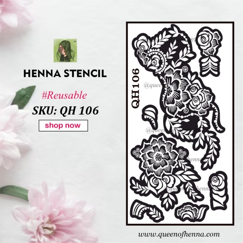 Reusable Large Hand Henna Stencil (QH106) img1- queenofhenna