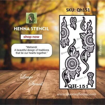 Reusable Large Hand Henna Stencil (QH151) img1- queenofhenna