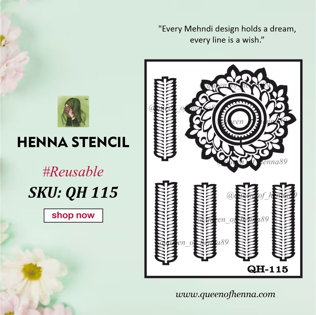 Reusable Mandala Henna Stencil (QH115) | Small Mehndi Sticker/Tattoo