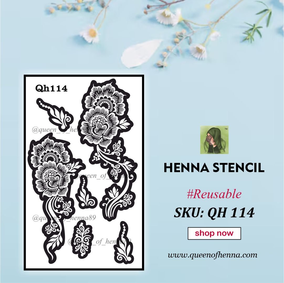 Reusable Medium Henna Stencil (QH114) | Mehndi Sticker/Tattoo