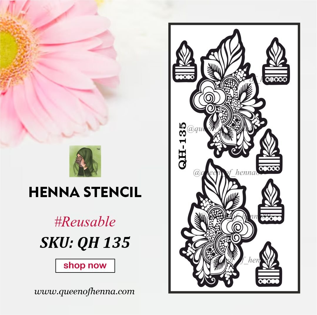 Reusable Medium Hand Henna Stencil (QH135) | Mehndi Sticker/Tattoo