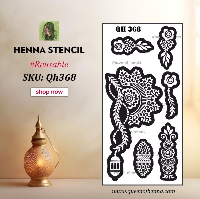 Reusable Medium Hand Henna Stencil (QH368) img1- queenofhenna