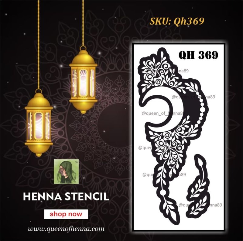 Reusable Medium Hand Henna Stencil (QH369)-Ramadan Mehandi Sticker- img1- queenofhenna