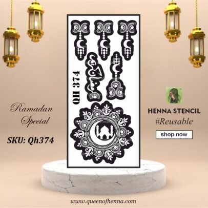 Reusable Medium Hand Henna Stencil (QH374)- Ramadan Mehandi Sticker-img1- queenofhenna