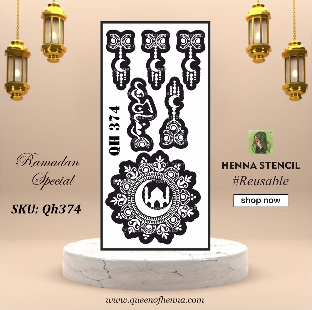 Reusable Medium Hand Henna Stencil (QH374) | Ramadan Mehandi Sticker