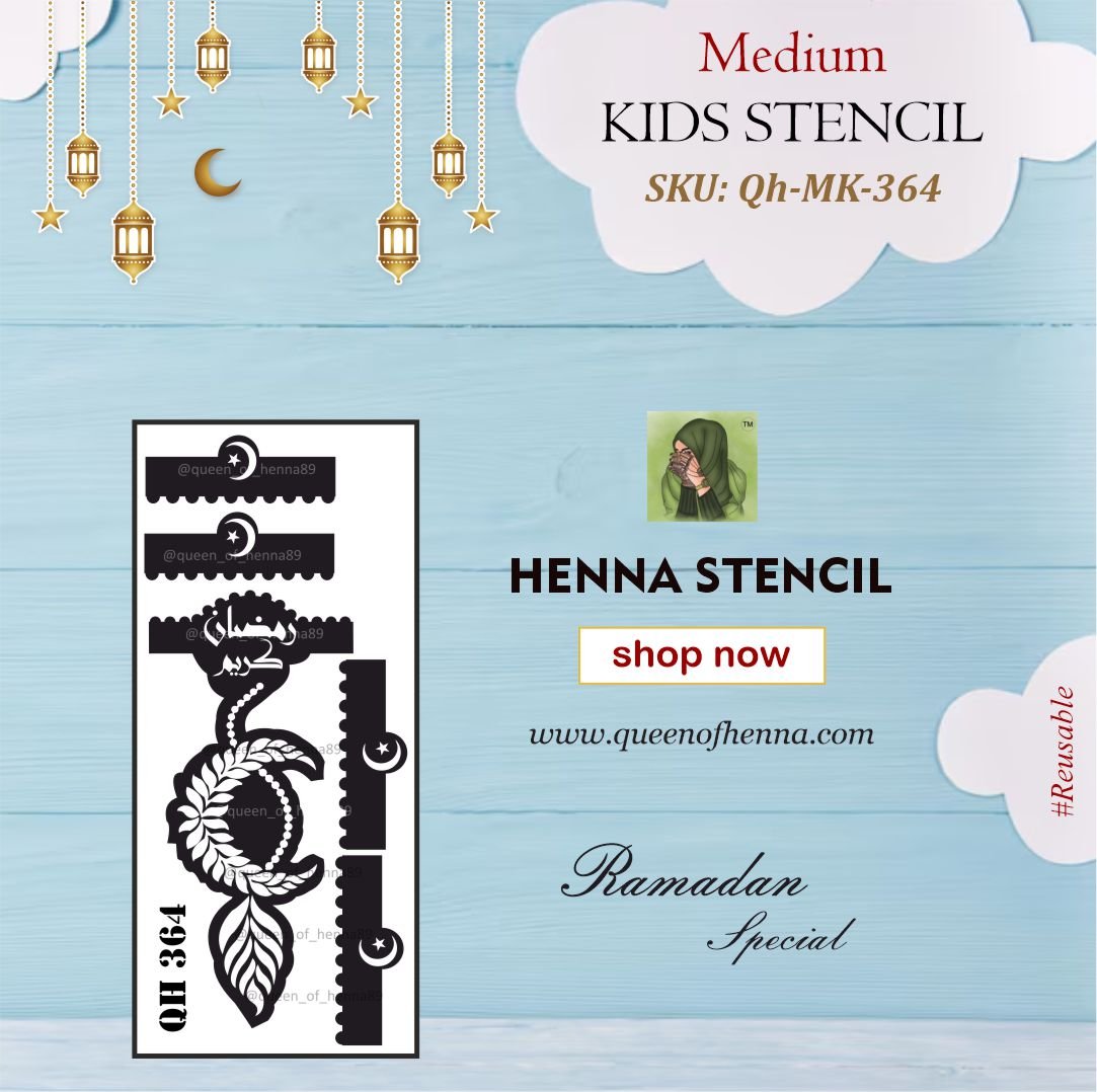 Reusable Medium Kids Hand Henna Stencil (QH-MK-364) | Ramadan Mehandi Sticker