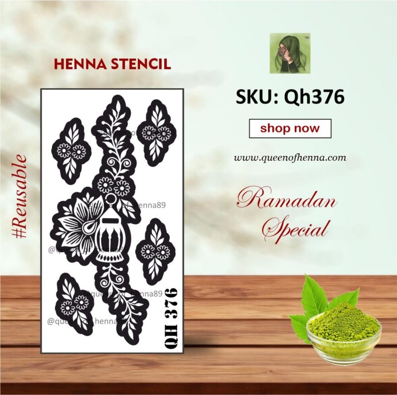 Reusable Ramadan Medium Hand Henna Stencil (QH376) img1- queenofhenna