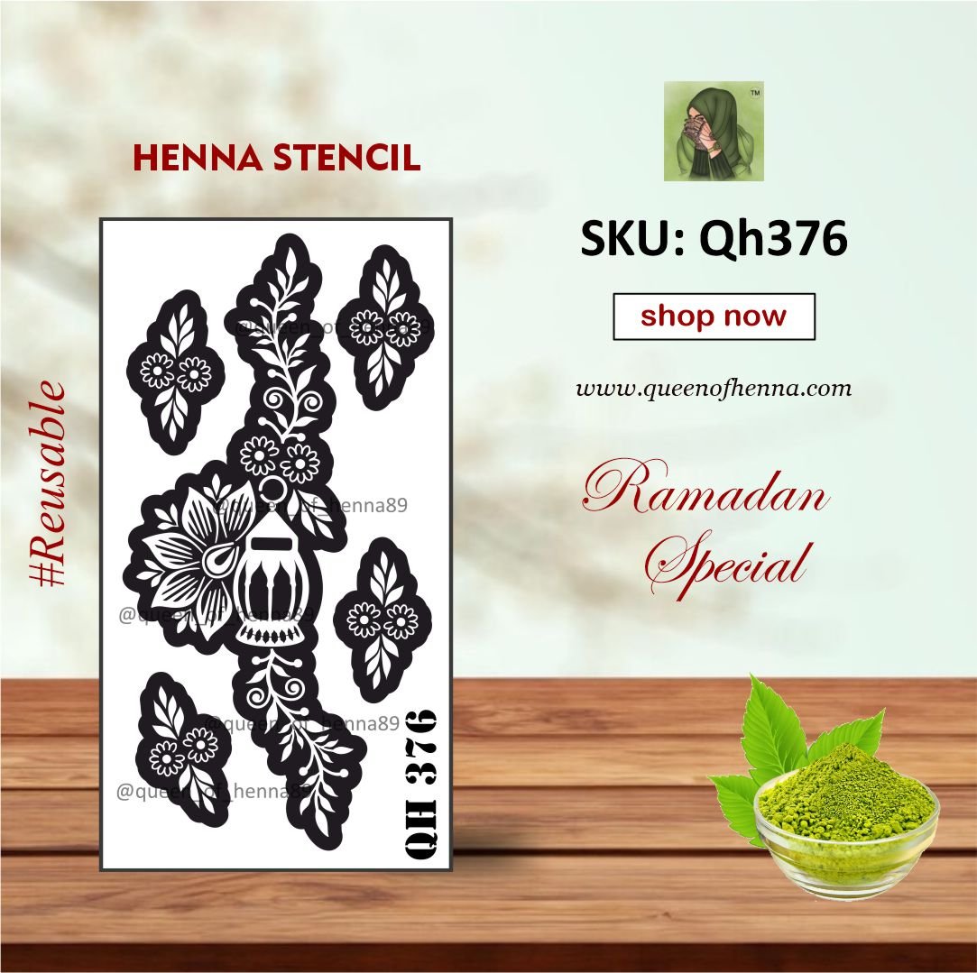 Reusable Medium Hand Henna Stencil (QH376) | Ramadan Special Sticker