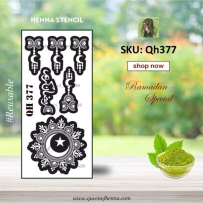 Reusable Ramadan Medium Hand Henna Stencil (QH377) img1- queenofhenna