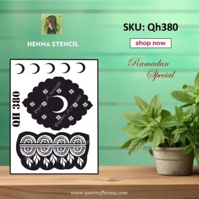 Reusable Ramadan Medium Hand Henna Stencil (QH380) img1- queenofhenna