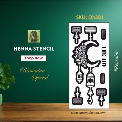 Reusable Ramadan Medium Hand Henna Stencil (QH381) img1- queenofhenna