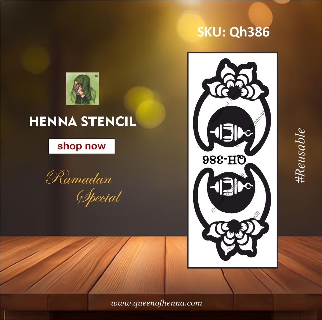 Reusable Medium Hand Henna Stencil (QH386) | Ramadan Special Sticker