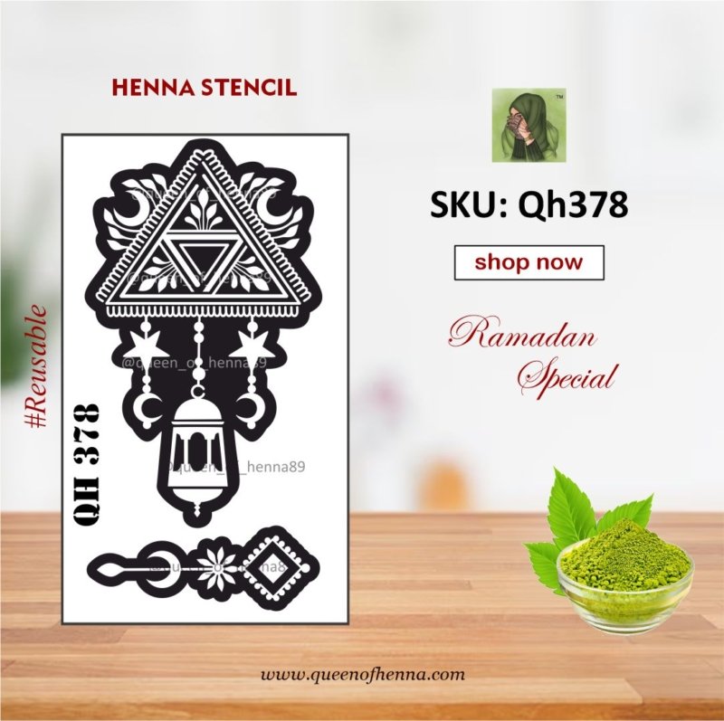 Reusable Ramadan Small Hand Henna Stencil (QH378) img1- queenofhenna