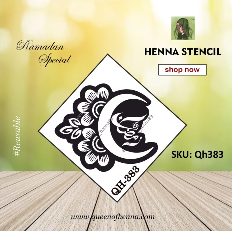 Reusable Ramadan Small Hand Henna Stencil (QH383) img1- queenofhenna