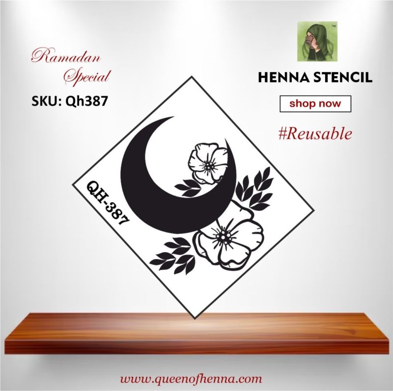 Reusable Ramadan Small Hand Henna Stencil (QH387) img1- queenofhenna