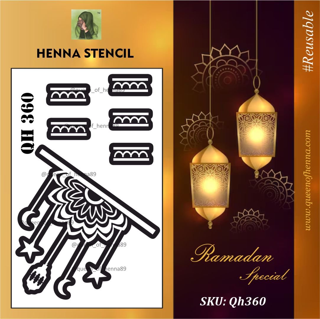 Reusable Small Hand Henna Stencil (QH360) | Ramadan Special Sticker