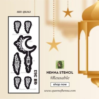 Reusable Small Hand Henna Stencil (QH363)-Ramadan Special- img1- queenofhenna