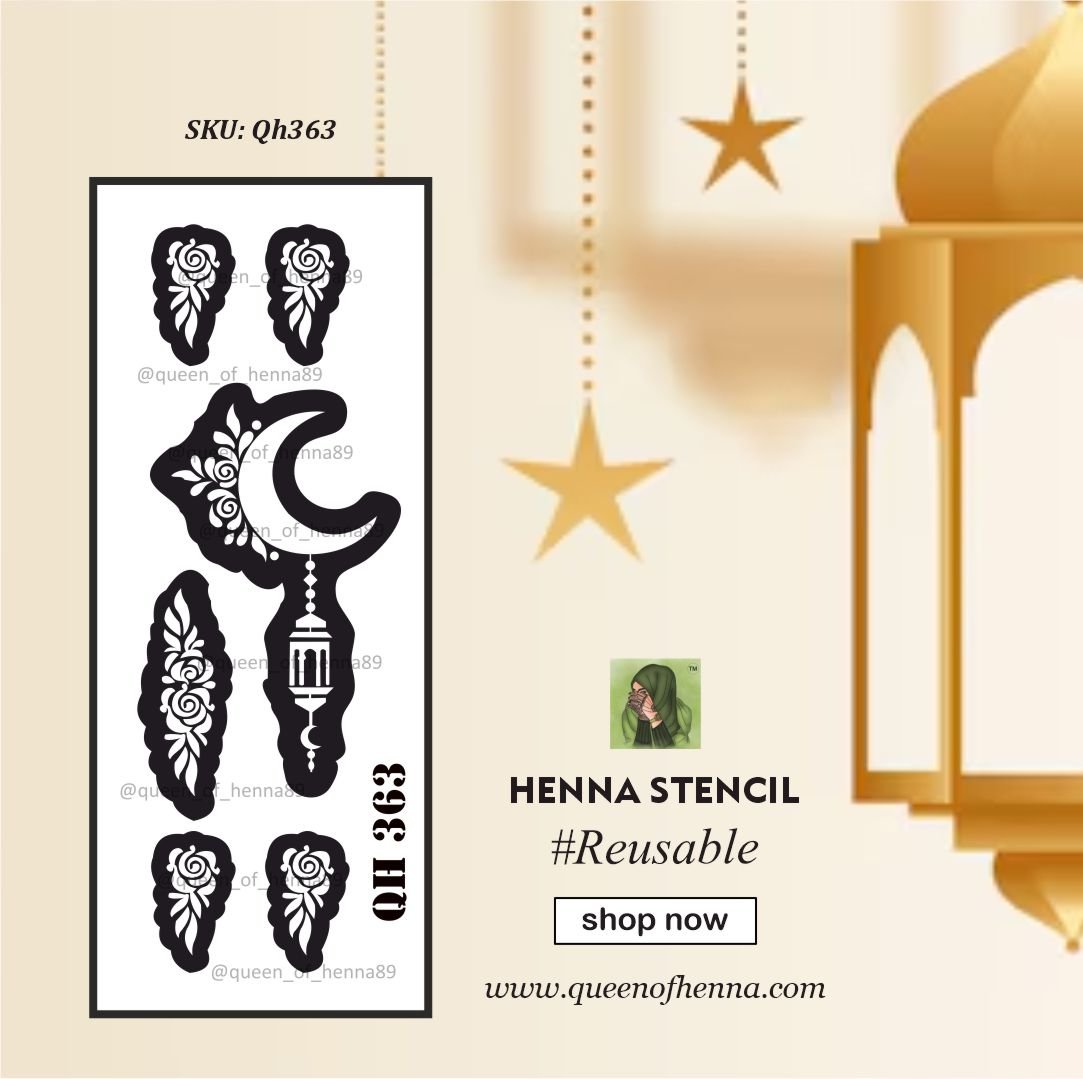 Reusable Small Hand Henna Stencil (QH363) | Ramadan Special Sticker