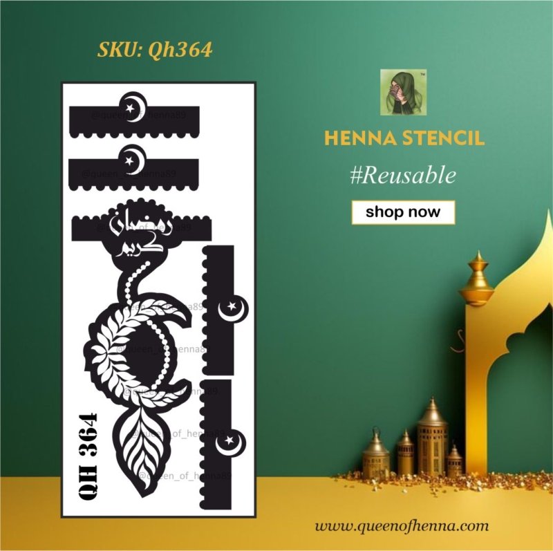 Reusable Small Hand Henna Stencil (QH364)- Ramadan Special- img1- queenofhenna