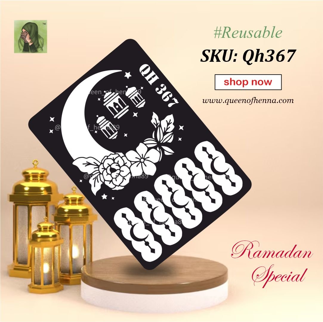 Reusable Medium Hand Henna Stencil (QH367) | Ramadan Mehandi Sticker