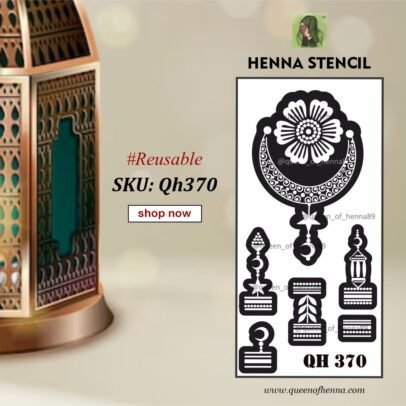 Reusable Small Hand Henna Stencil (QH370)- Ramadan Mehandi Sticker- img1- queenofhenna
