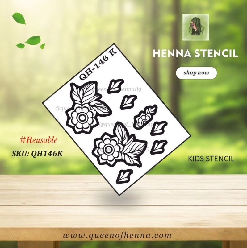 Reusable Small Kid Hand Henna Stencil (QH146K) img2- queenofhenna