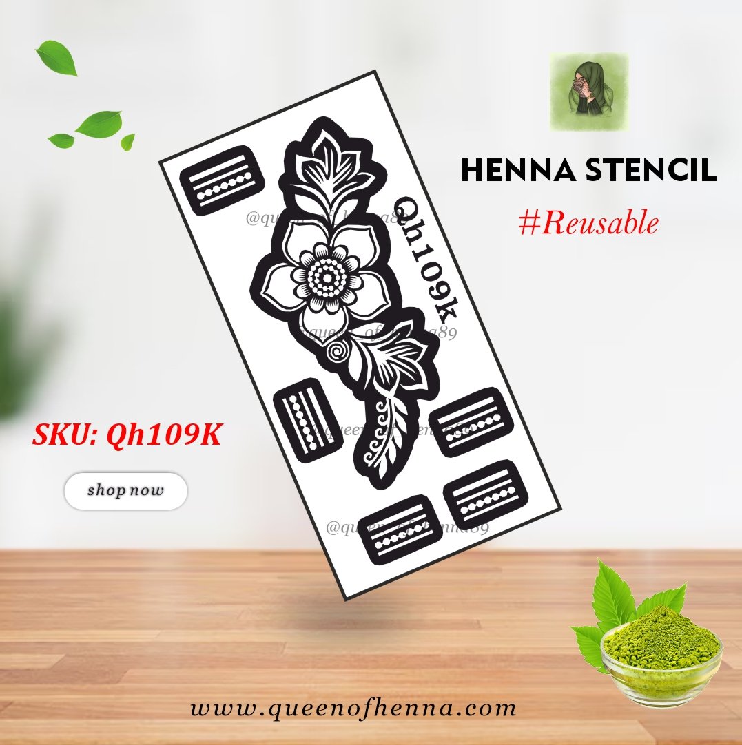 Reusable Small Kids Hand Henna Stencil (QH109K) | Mehndi Sticker/Tattoo