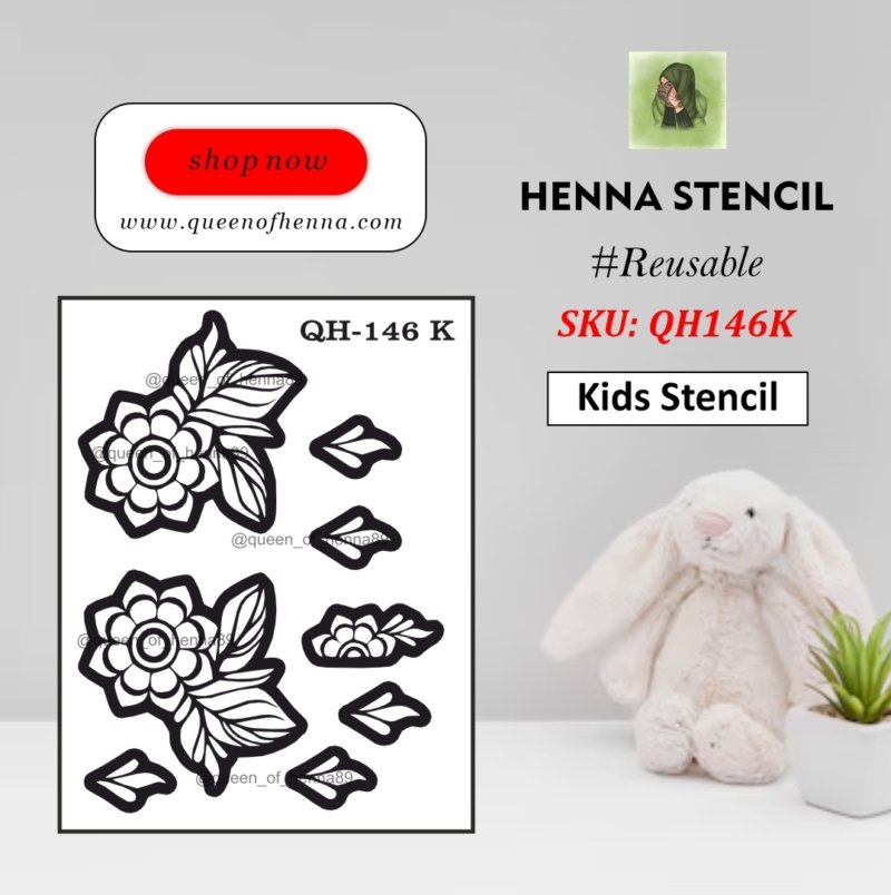 Reusable Small Kids Hand Henna Stencil (QH146K) img 1- queenofhenna