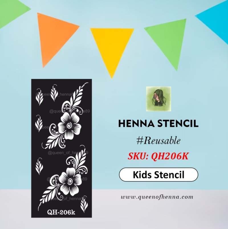 Reusable Small Kids Hand Henna Stencil (QH206K) img 1- queenofhenna