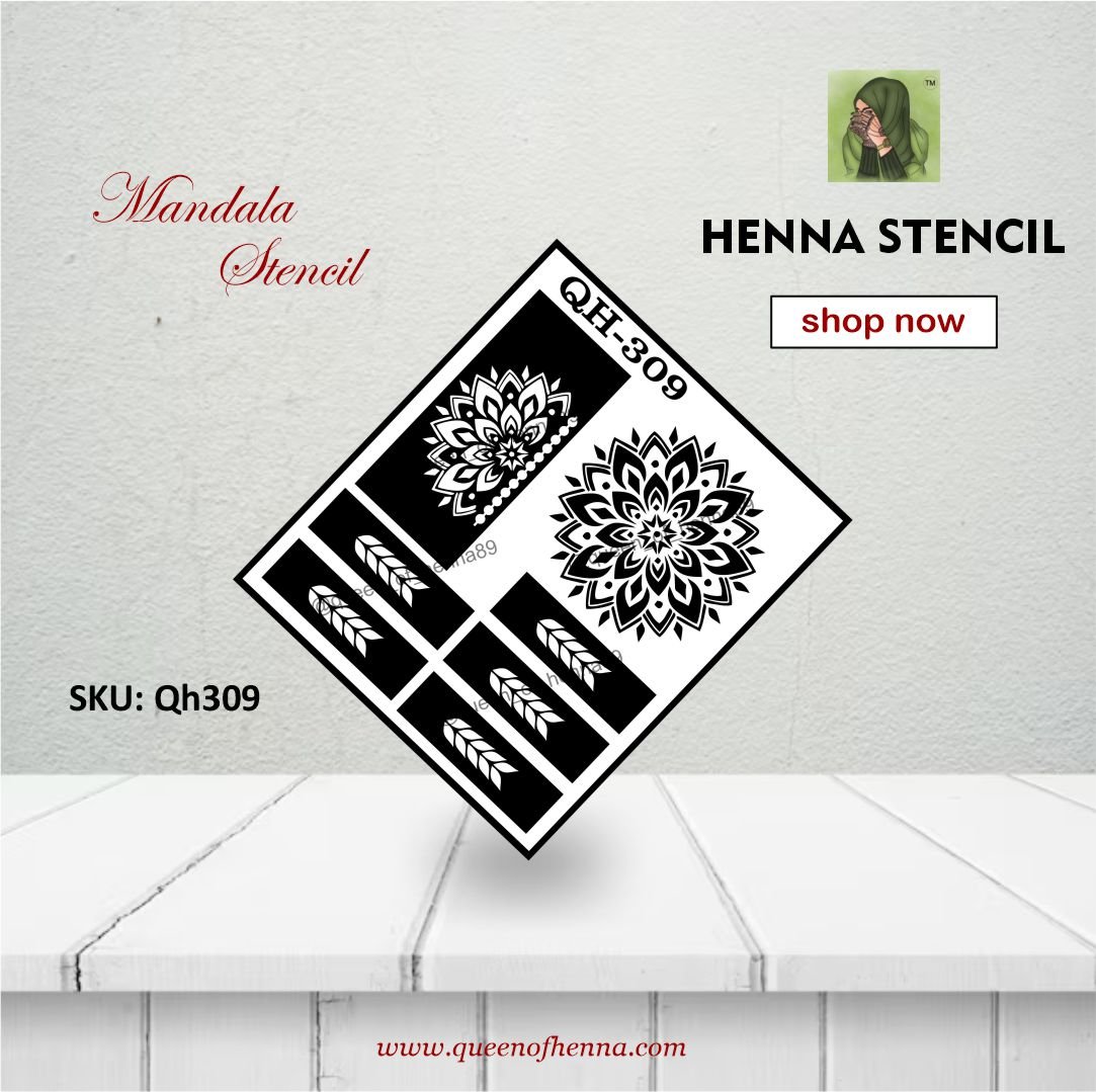 Reusable Mandala Hand Henna Stencil (QH309) | Small Mehandi Sticker | Bracelet Tattoo Design