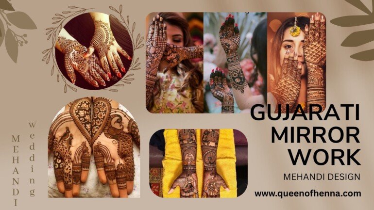 Gujarati Mirror Work Mehandi Design- queenofhenna