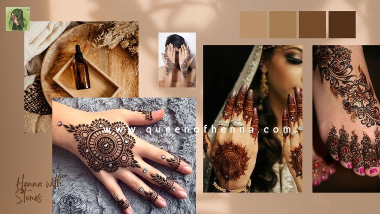 Henna with Stones Mehandi Design- queenofhenna