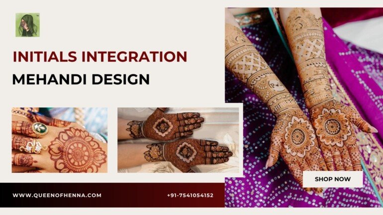 Initials Integration Mehandi Design- queenofhenna