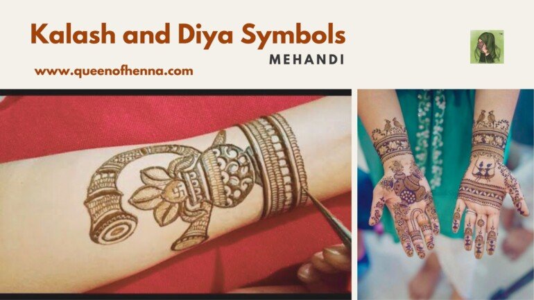 Kalash and Diya Symbols Mehandi- queenofhenna
