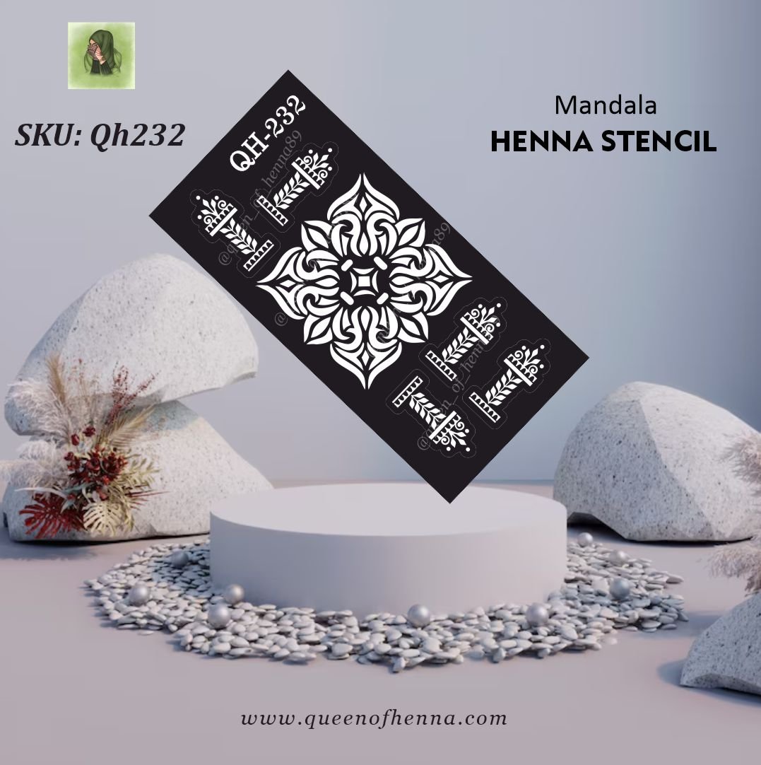 Mandala Hand Mehandi Stencil (QH232) | Small Mehandi Sticker/Tattoo