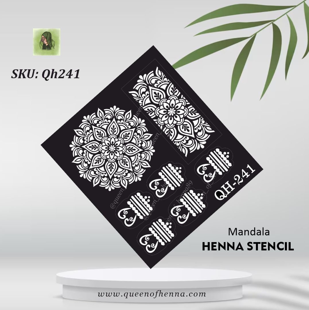 Mandala Hand Mehandi Stencil (QH241) | Small Mehandi Sticker/Tattoo