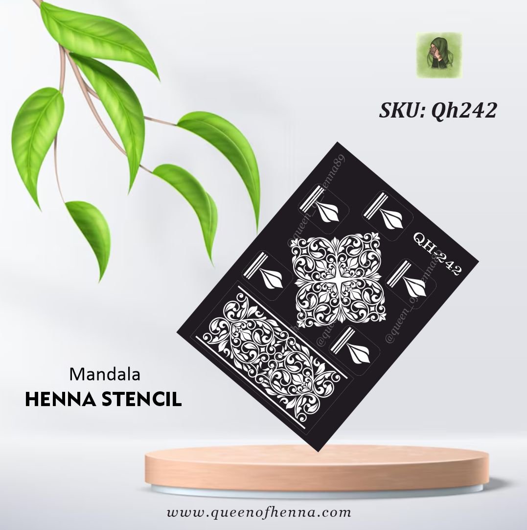 Mandala Hand Mehandi Stencil (QH242) | Small Mehandi Sticker/Tattoo