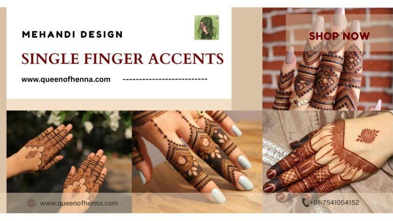 Single Finger Accents Mehandi Design- queenofhenna