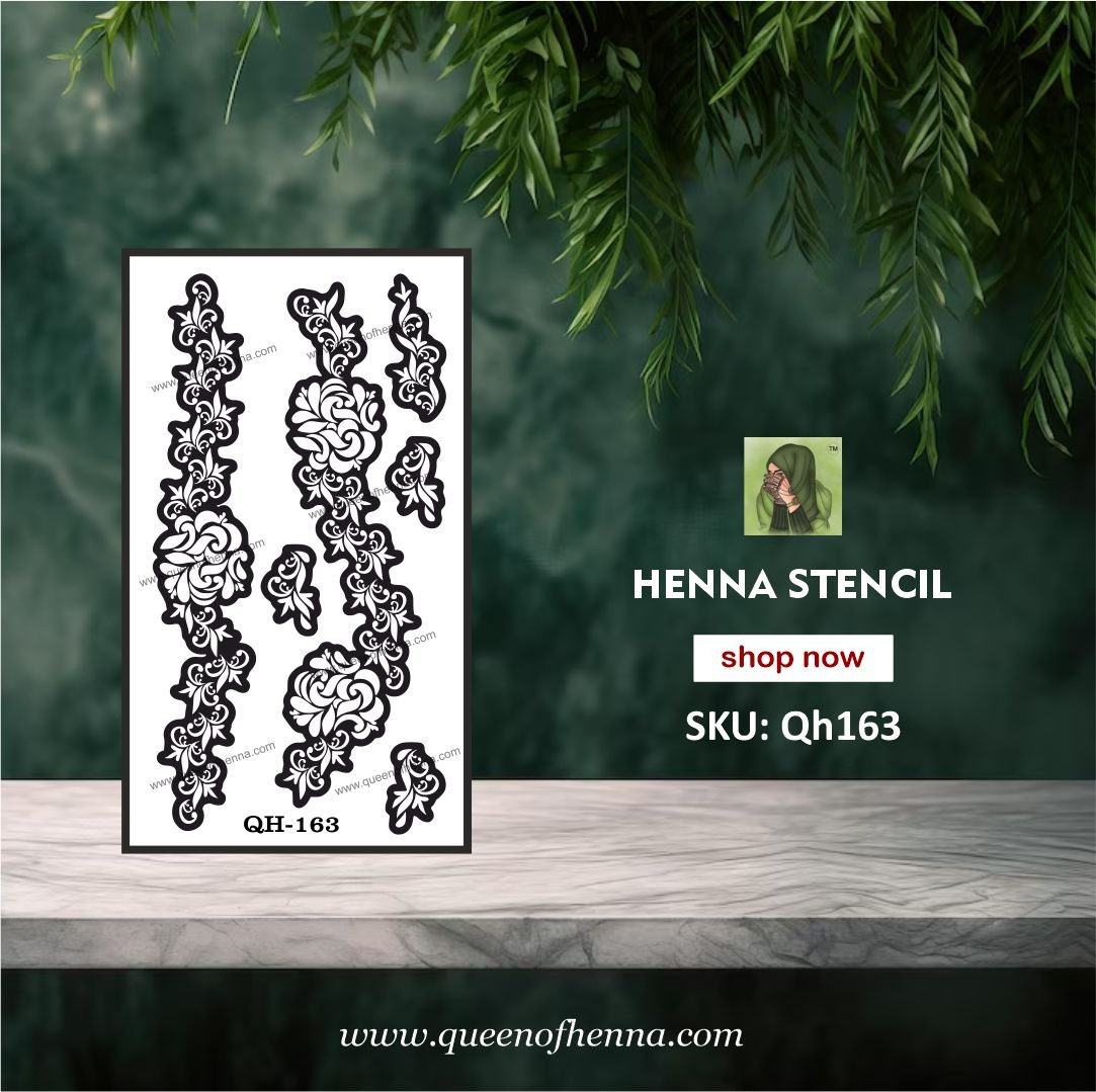 Reusable Large Hand Henna Stencil (QH163) | Bridal Mehndi Sticker