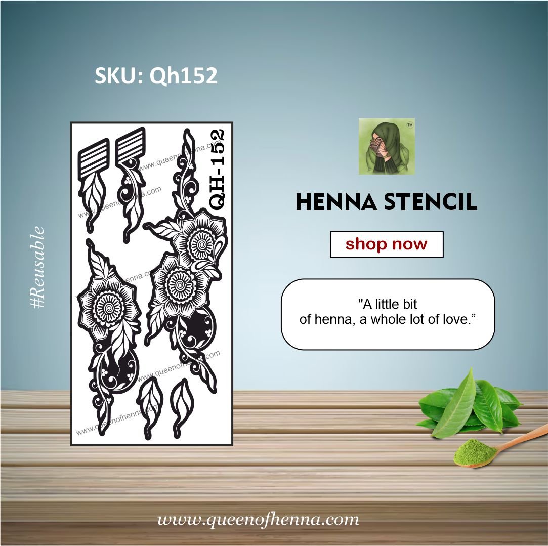 Reusable Medium Hand Henna Stencil (QH152) | Beautiful Mehndi Sticker/Tattoo