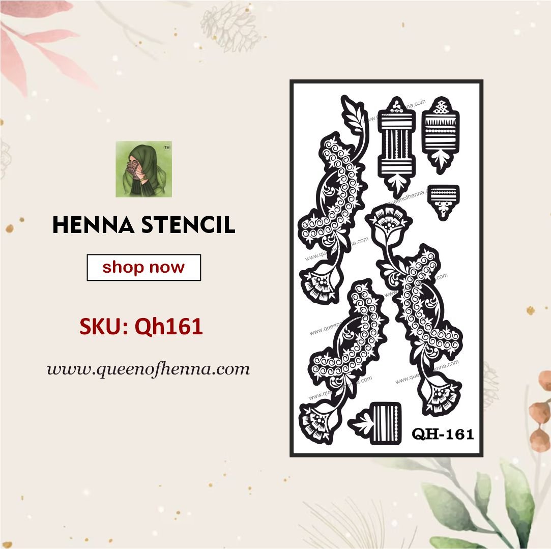 Reusable Medium Hand Henna Stencil (QH161) | Beautiful Mehndi Sticker/Tattoo