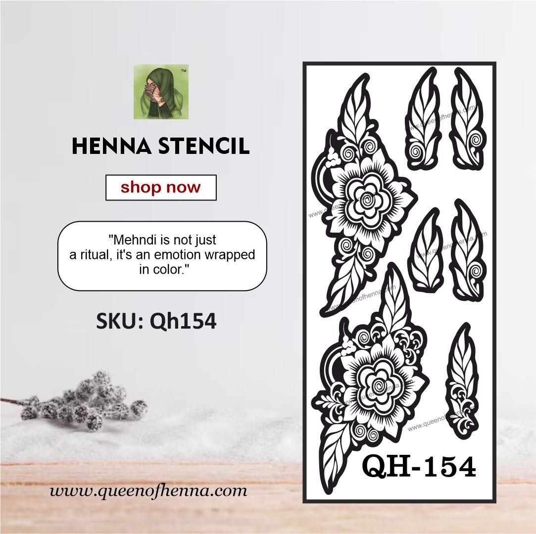 Reusable Medium Hand Henna Stencil (QH154) | Mehndi Sticker/Tattoo