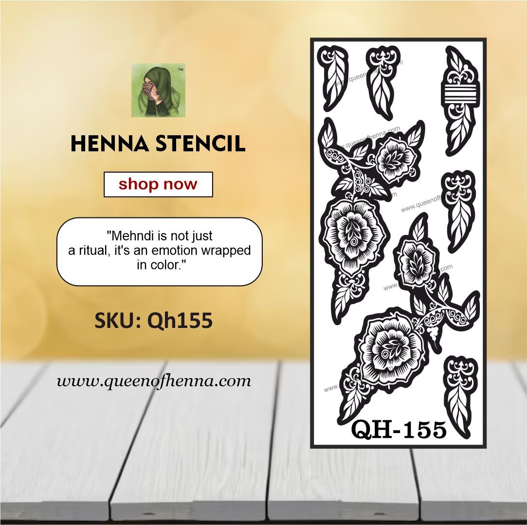 Reusable Medium Hand Henna Stencil (QH155) | Mehndi Sticker/Tattoo
