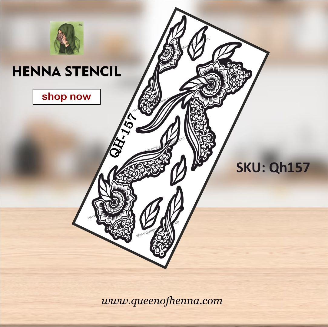 Reusable Medium Hand Henna Stencil (QH157) | Mehndi Sticker/Tattoo