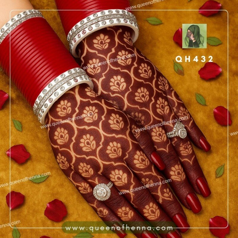 Full Hand Bridal Mehandi Stencil (Wedding Sticker) (QH432) img 2- queenofhenna